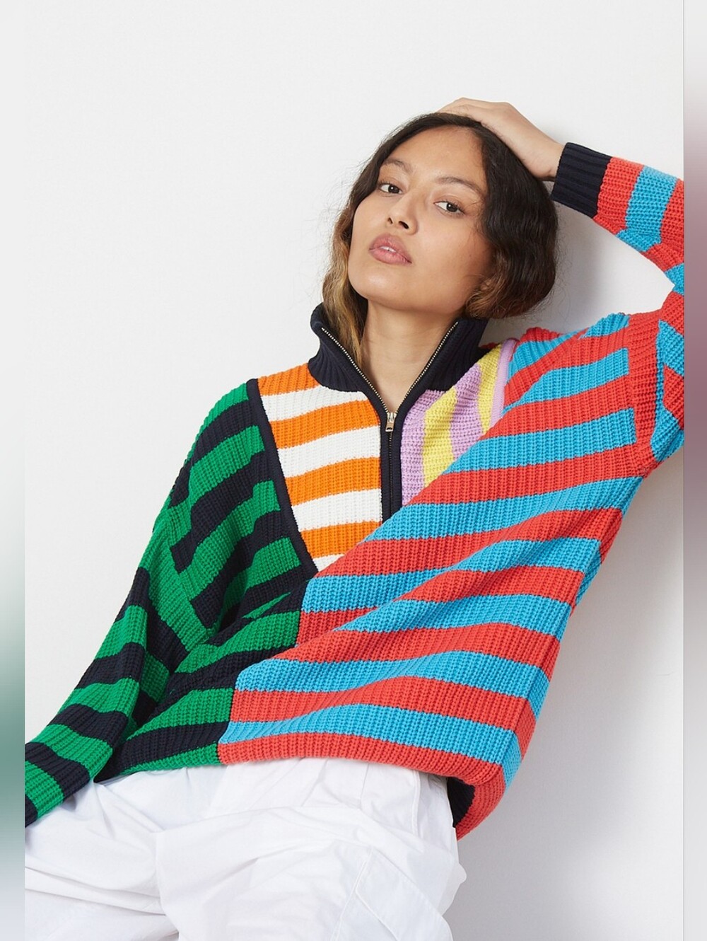 Staud Hampton sweater in cabana stripe, small - Picture 5 of 13